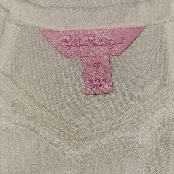 LILLY PULITZER WHITE EMBROIDERED TASSLE CROP TOP SLEEVELESS TOP RESORT XS - Picture 11 of 14